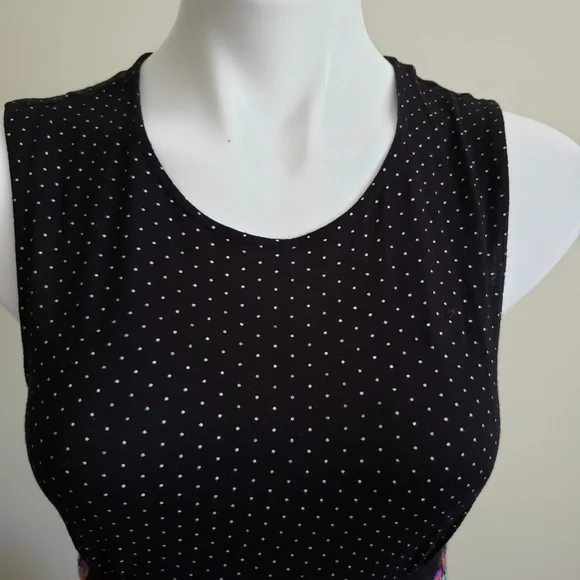 Free People Black Dot Sleeveless Dress Knit Waist - Picture 3 of 10